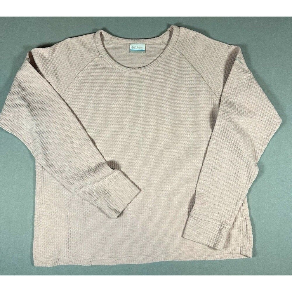 Columbia Men's Thermal Base Layer Top Waffle Crewneck Long Sleeve Beige L
